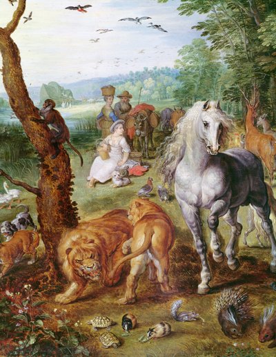 Arche Noah (Detail) der zentralen Gruppe mit Pferd von Jan Snellinck